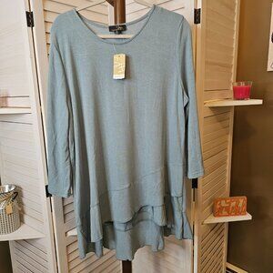 Suzanne Betro, Plus Size 2X, 3/4 Sleeve, Light Blue, Knit Top, NWT